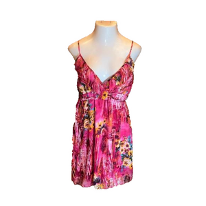 DOTS Hot Pink Floral Print Sundress Size L